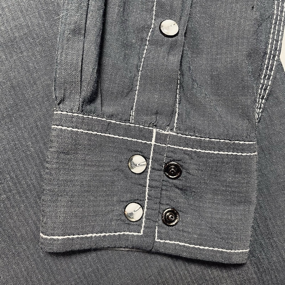 BKE Button Down Mens Large Blue Athletic‎ Fit Chambray Denim Jean Western Rodeo - Picture 5 of 9